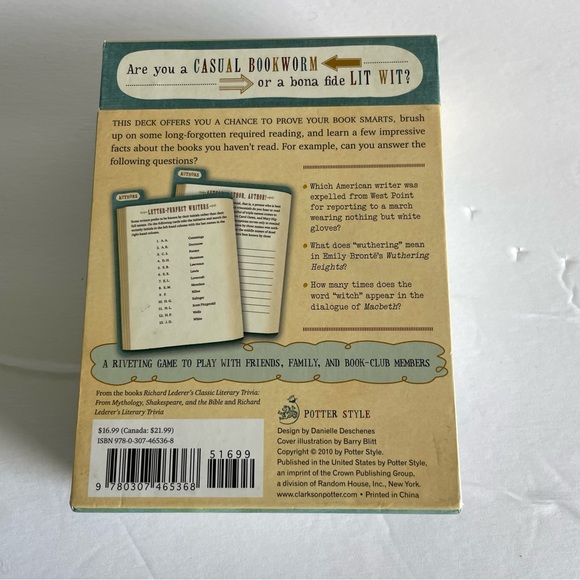Lit Wit Deck: 100 Trivia Cards to Boost Your Book Smarts - Picture 3 of 5
